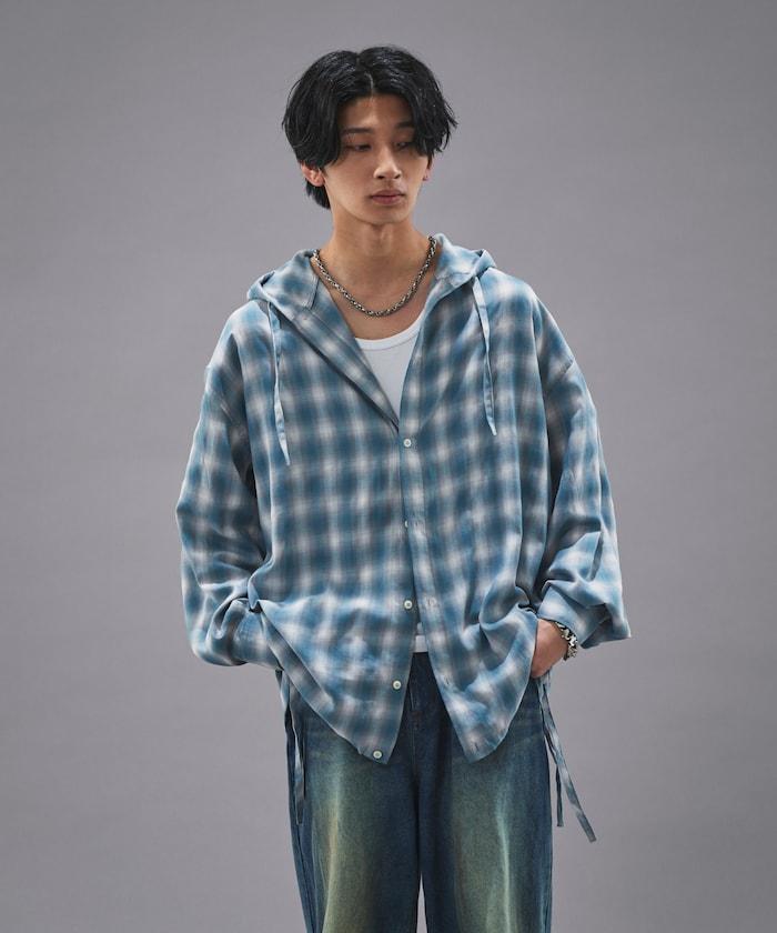 漸變格子連帽襯衫