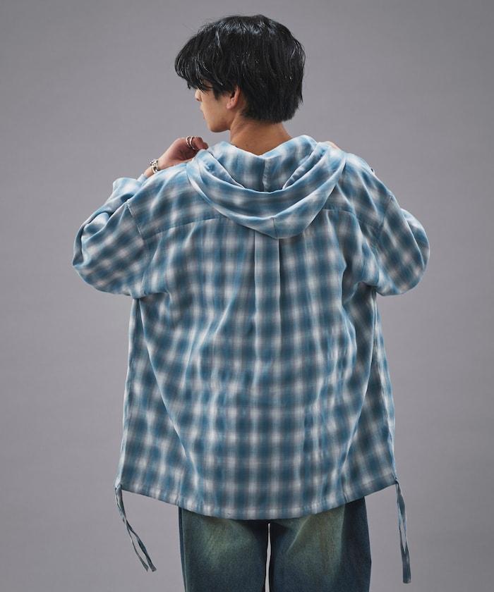 漸變格子連帽襯衫
