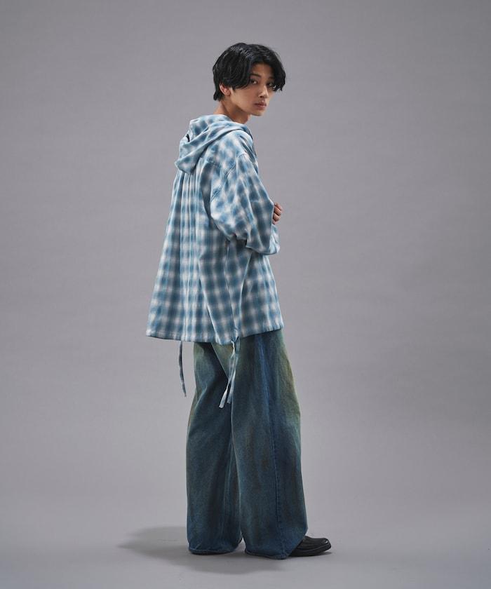 漸變格子連帽襯衫