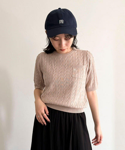 FR刺繡連帽圖案帶口袋針織套頭衫
