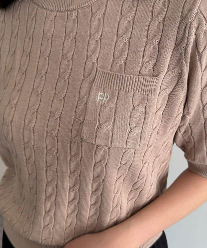 FR刺繡連帽圖案帶口袋針織套頭衫