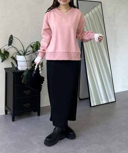 褶皺袖V領衛衣