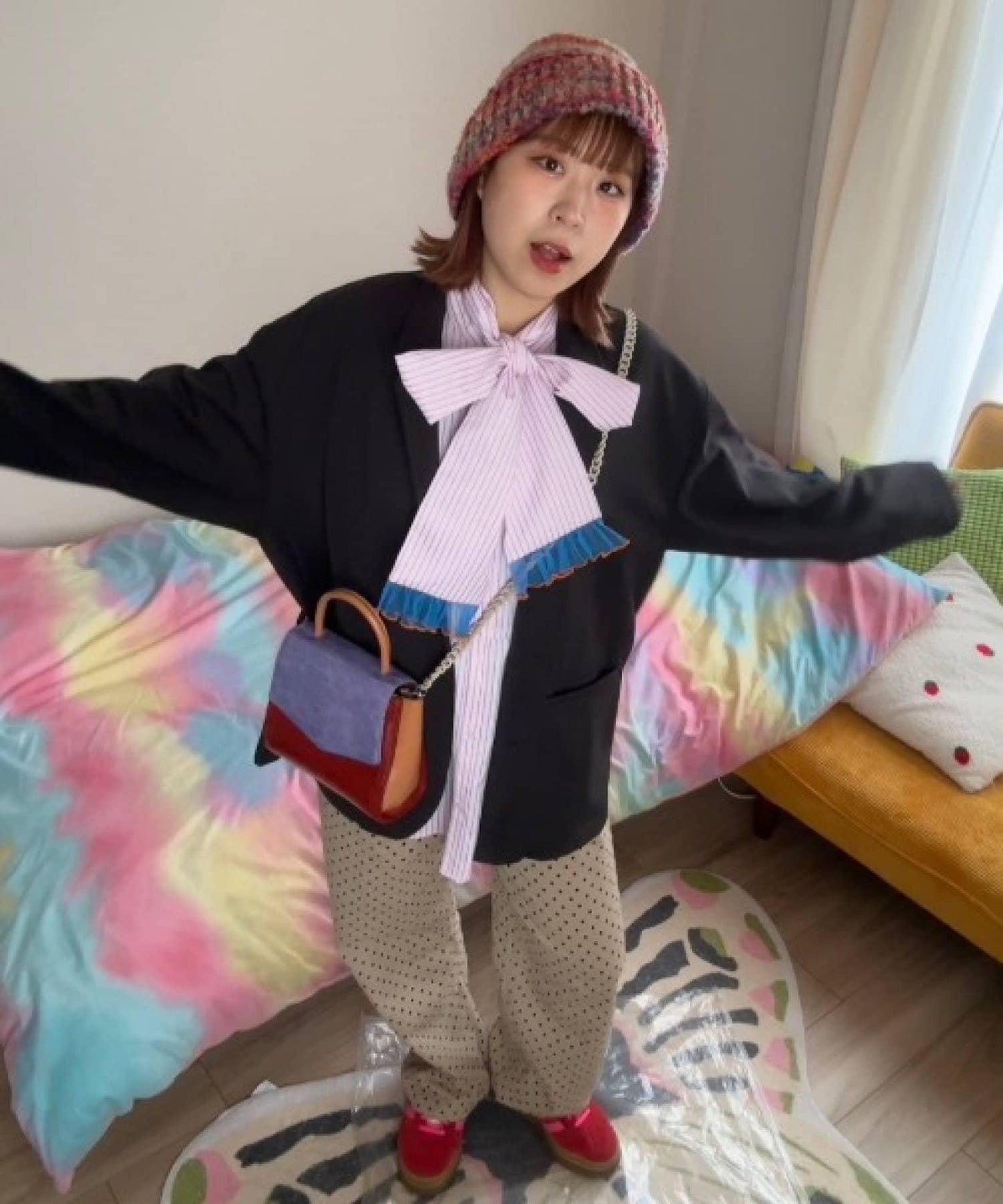 【HS】【momo企劃】條紋兩穿蝴蝶結襯衫