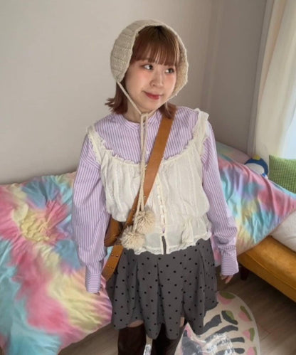 【HS】【momo企劃】條紋兩穿蝴蝶結襯衫