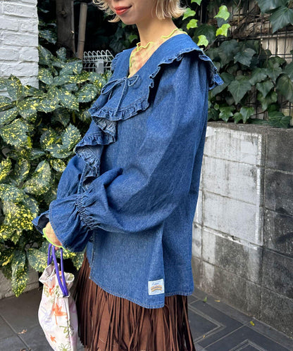 【HELLO.SANFRANCISCO/哈羅舊金山】彩虹領牛仔襯衫