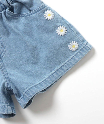 心形花朵刺繡短褲