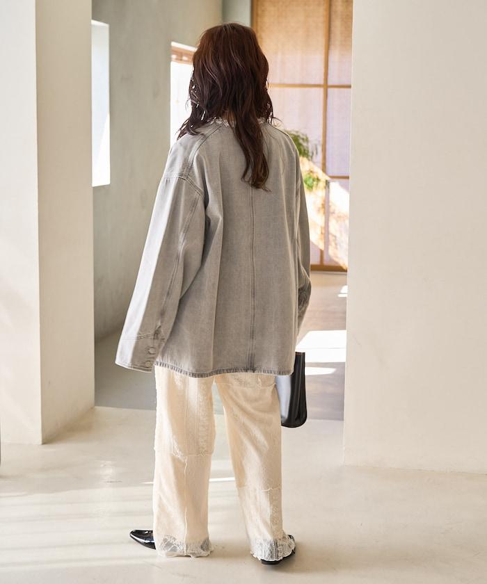 蕾絲 拼接 長褲