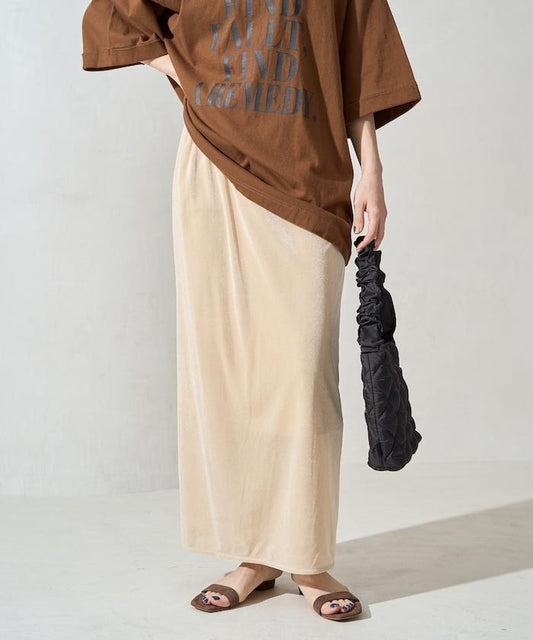 透視絨面開叉裙