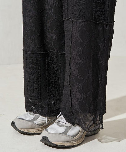 蕾絲 拼接 長褲