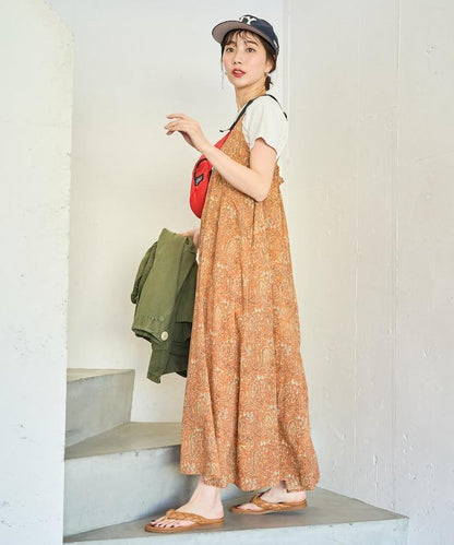 印度 印花 女士吊帶連衣裙【限量】