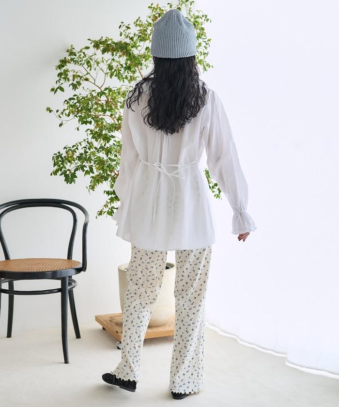 荷葉領 針褶襯衫