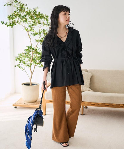 荷葉領 針褶襯衫