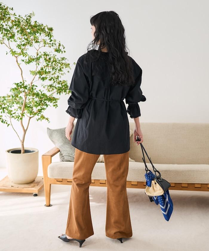 荷葉領 針褶襯衫