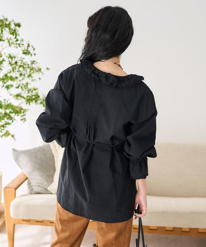 荷葉領 針褶襯衫