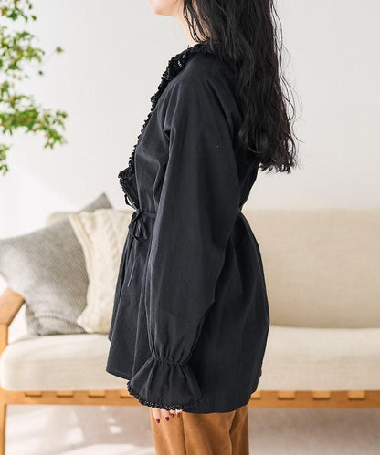 荷葉領 針褶襯衫