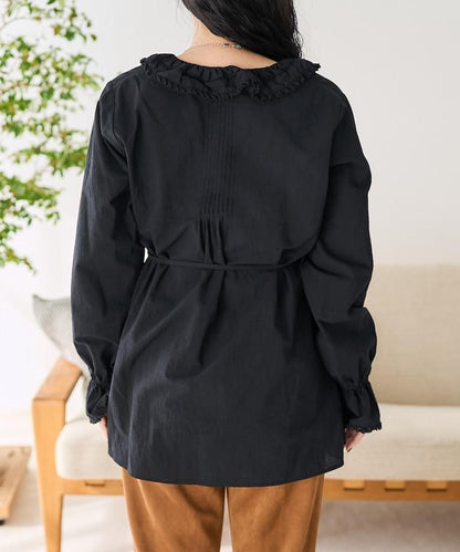 荷葉領 針褶襯衫