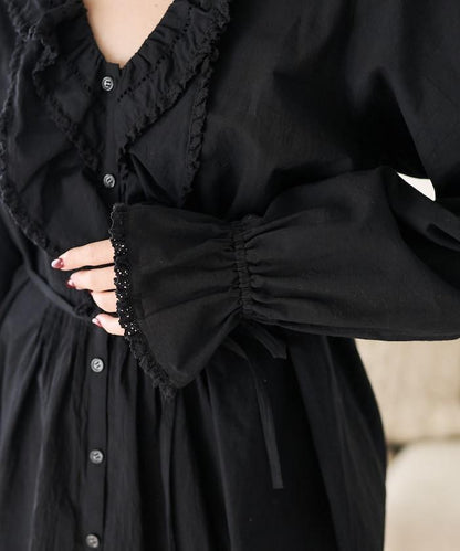 荷葉領 針褶襯衫