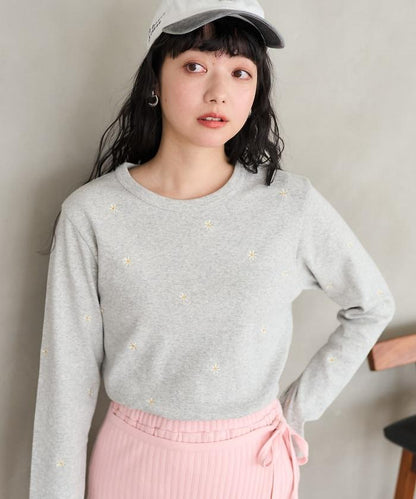 迷你雛菊刺繡長袖T恤
