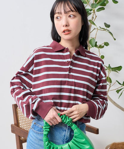 多色條紋polo領上衣