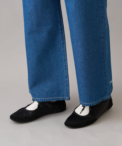 【柳樹】拼接下襬刺繡牛仔褲