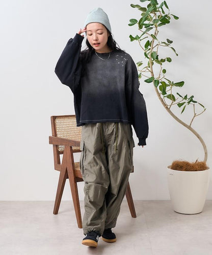 粉末漂白 剪裁開衩衛衣