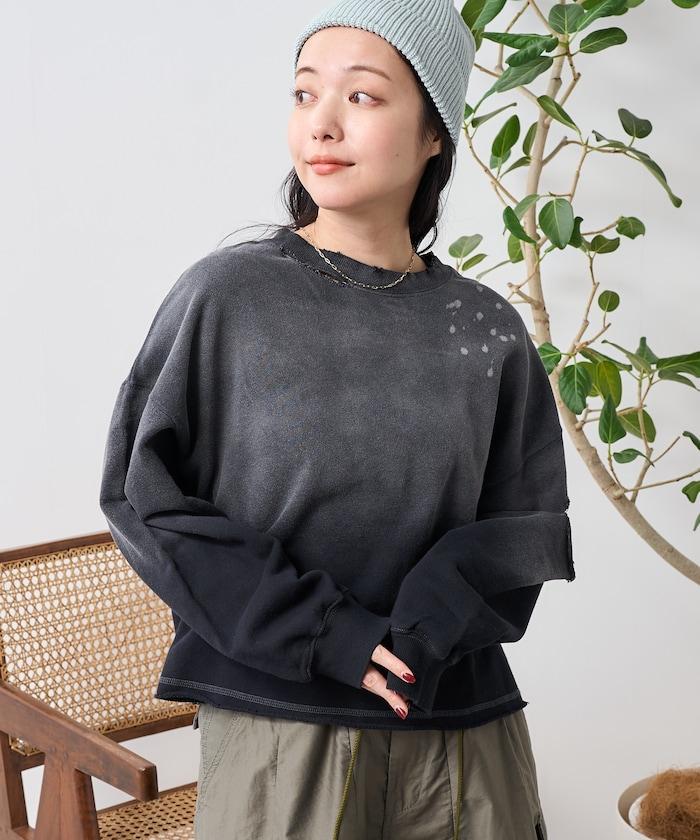 粉末漂白 剪裁開衩衛衣