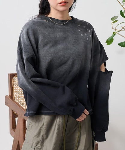 粉末漂白 剪裁開衩衛衣