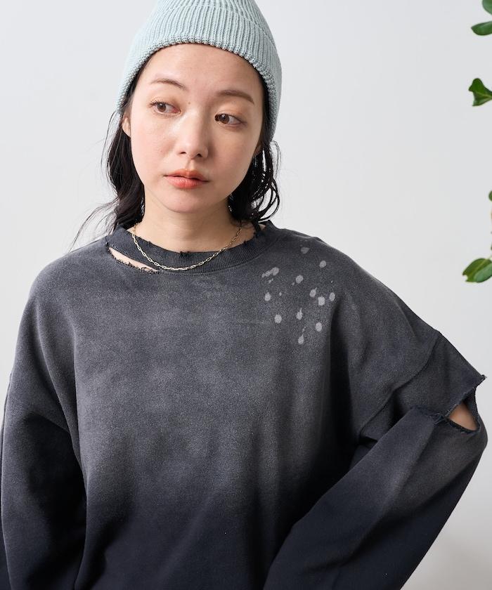 粉末漂白 剪裁開衩衛衣