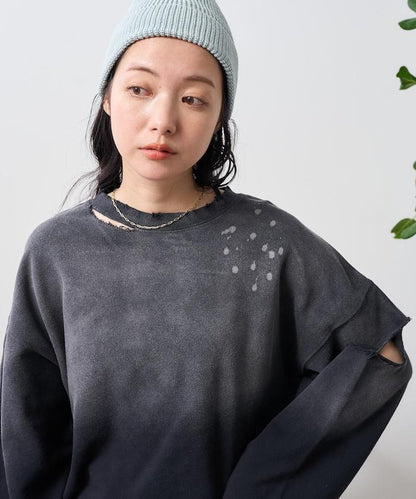 粉末漂白 剪裁開衩衛衣