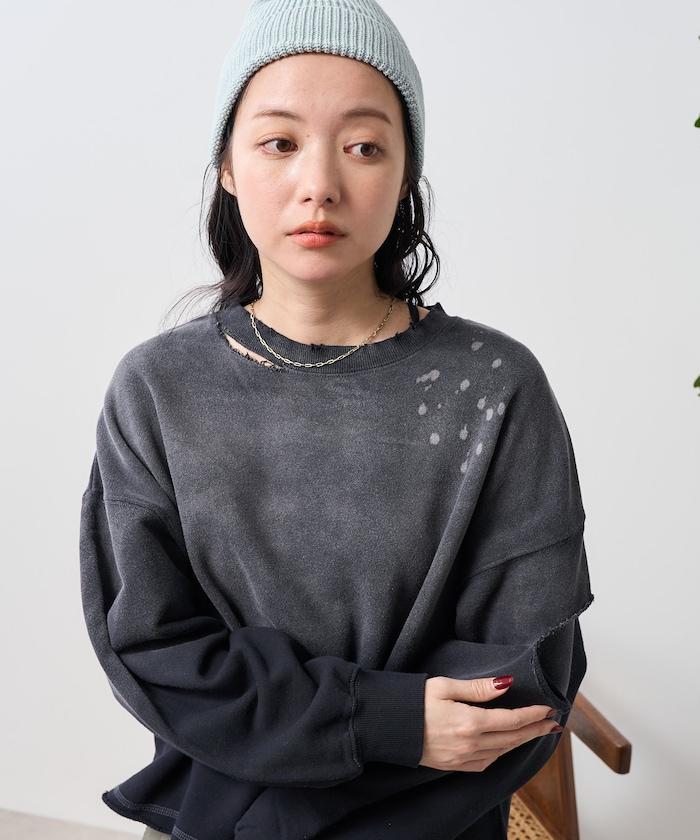 粉末漂白 剪裁開衩衛衣