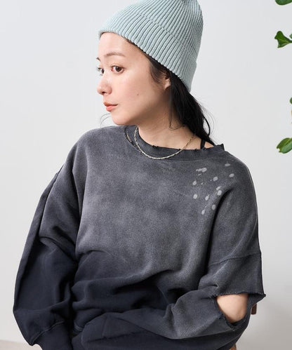 粉末漂白 剪裁開衩衛衣