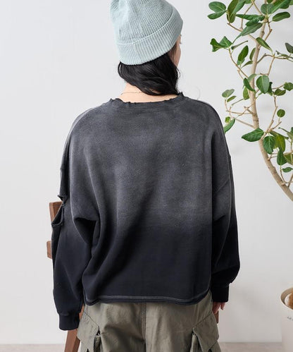 粉末漂白 剪裁開衩衛衣