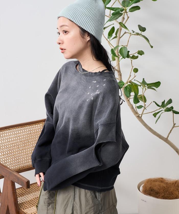 粉末漂白 剪裁開衩衛衣