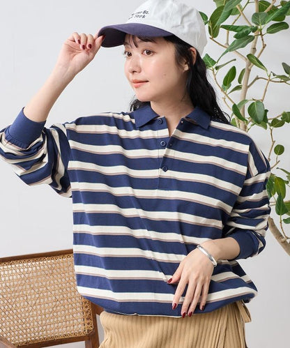 多色條紋polo領上衣