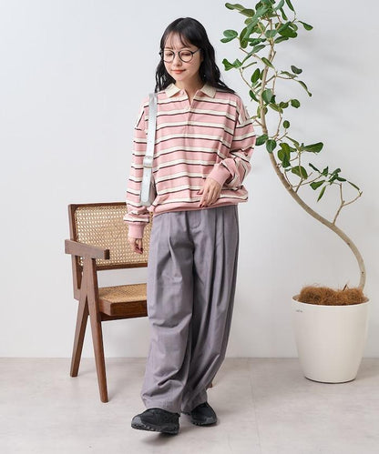 多色條紋polo領上衣