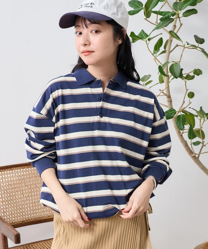 多色條紋polo領上衣