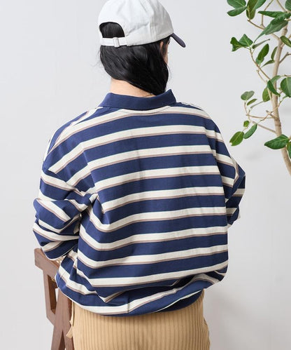 多色條紋polo領上衣