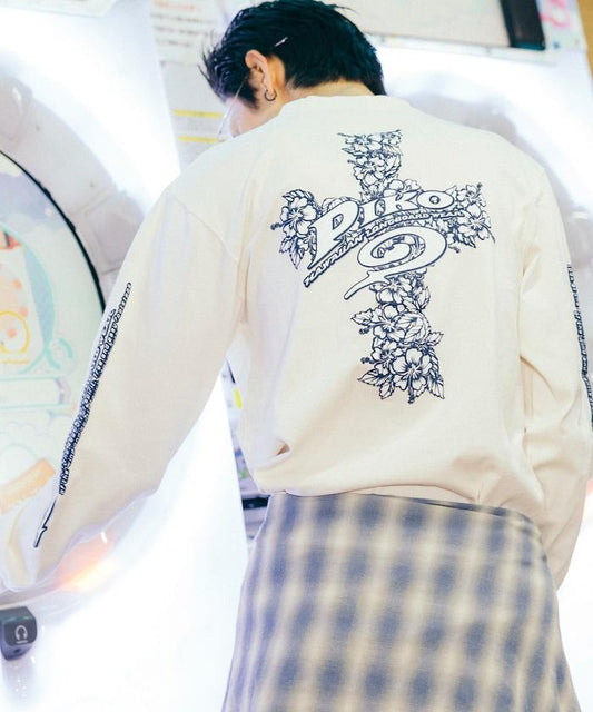 聯名 花卉圖案logo 長袖T恤
