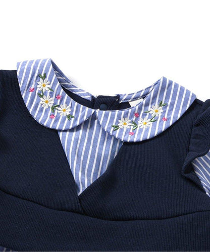 領部刺繡馬甲拼接上衣