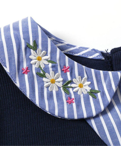 領部刺繡馬甲拼接上衣