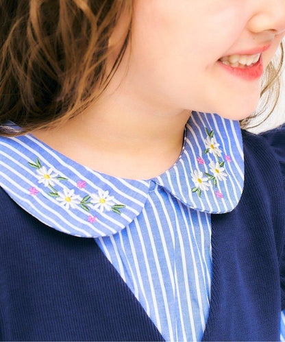 領部刺繡馬甲拼接上衣