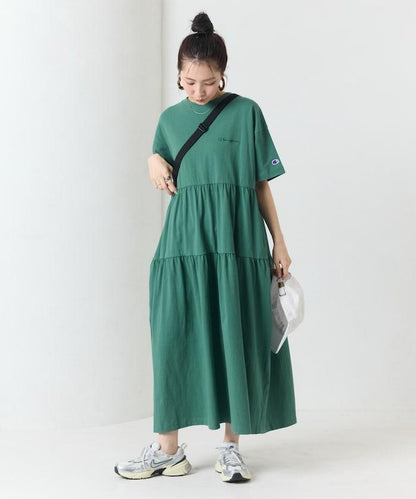 聯名 褶皺 拼接 連衣裙