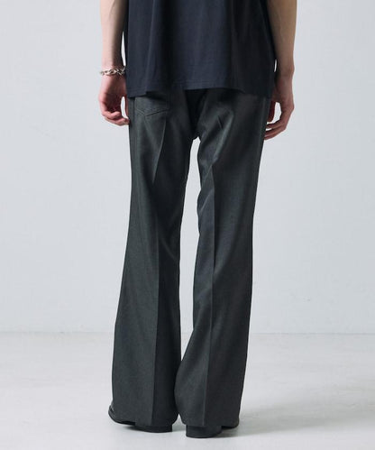 修身款彈力斜紋闊腿褲