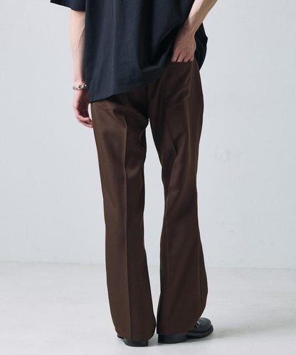 修身款彈力斜紋闊腿褲