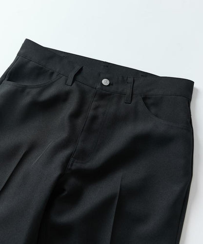 修身款彈力斜紋闊腿褲