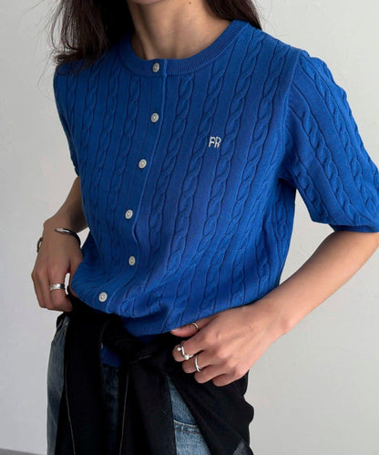 FR刺繡連帽圖案短袖開衫