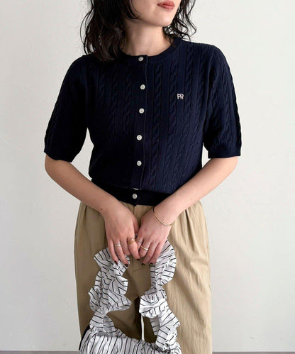 FR刺繡連帽圖案短袖開衫