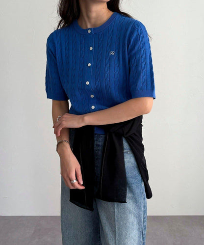 FR刺繡連帽圖案短袖開衫