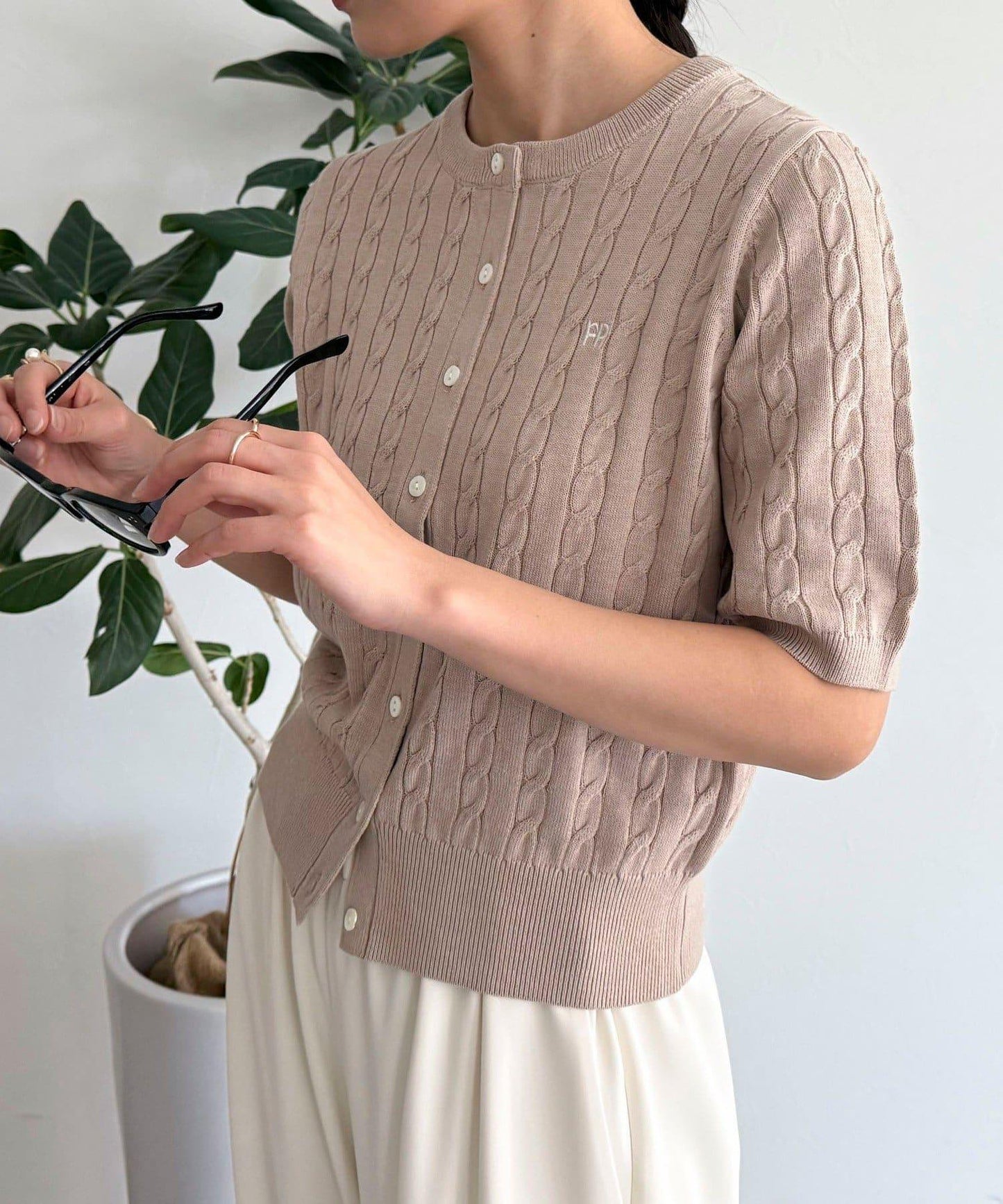 FR刺繡連帽圖案短袖開衫