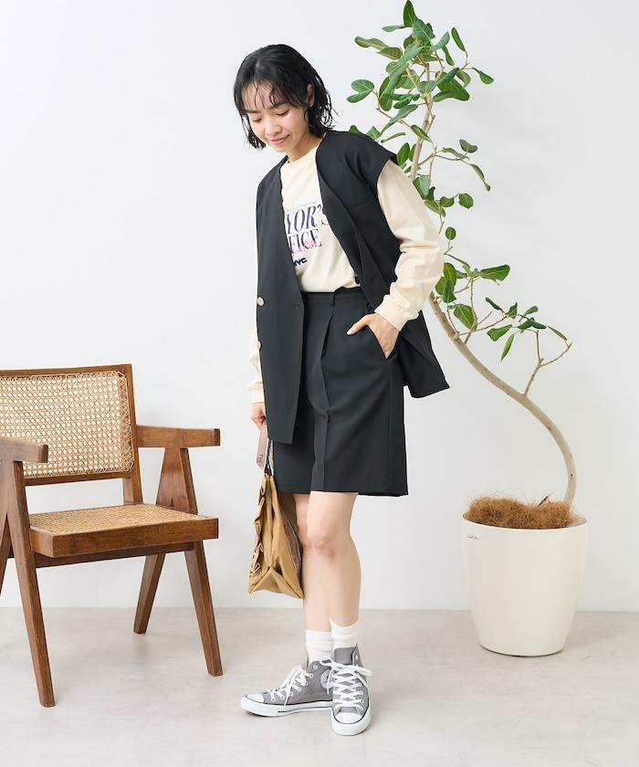接觸冷感/UV 亞麻觸感 短褲＜套裝搭配款＞